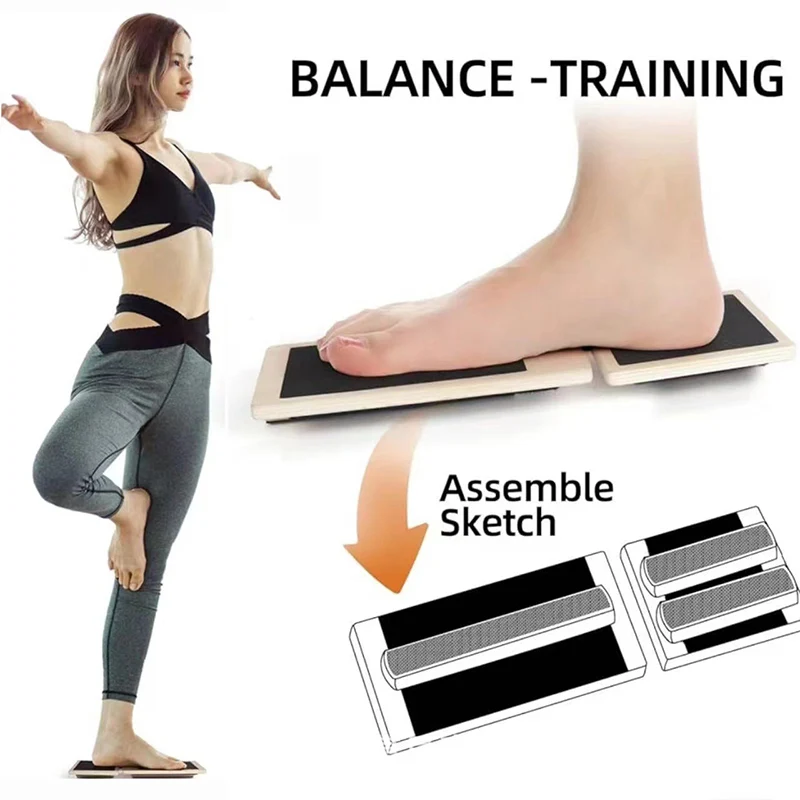 Balance Board Fitness - Papan keseimbangan latihan kaki tunggal kayu