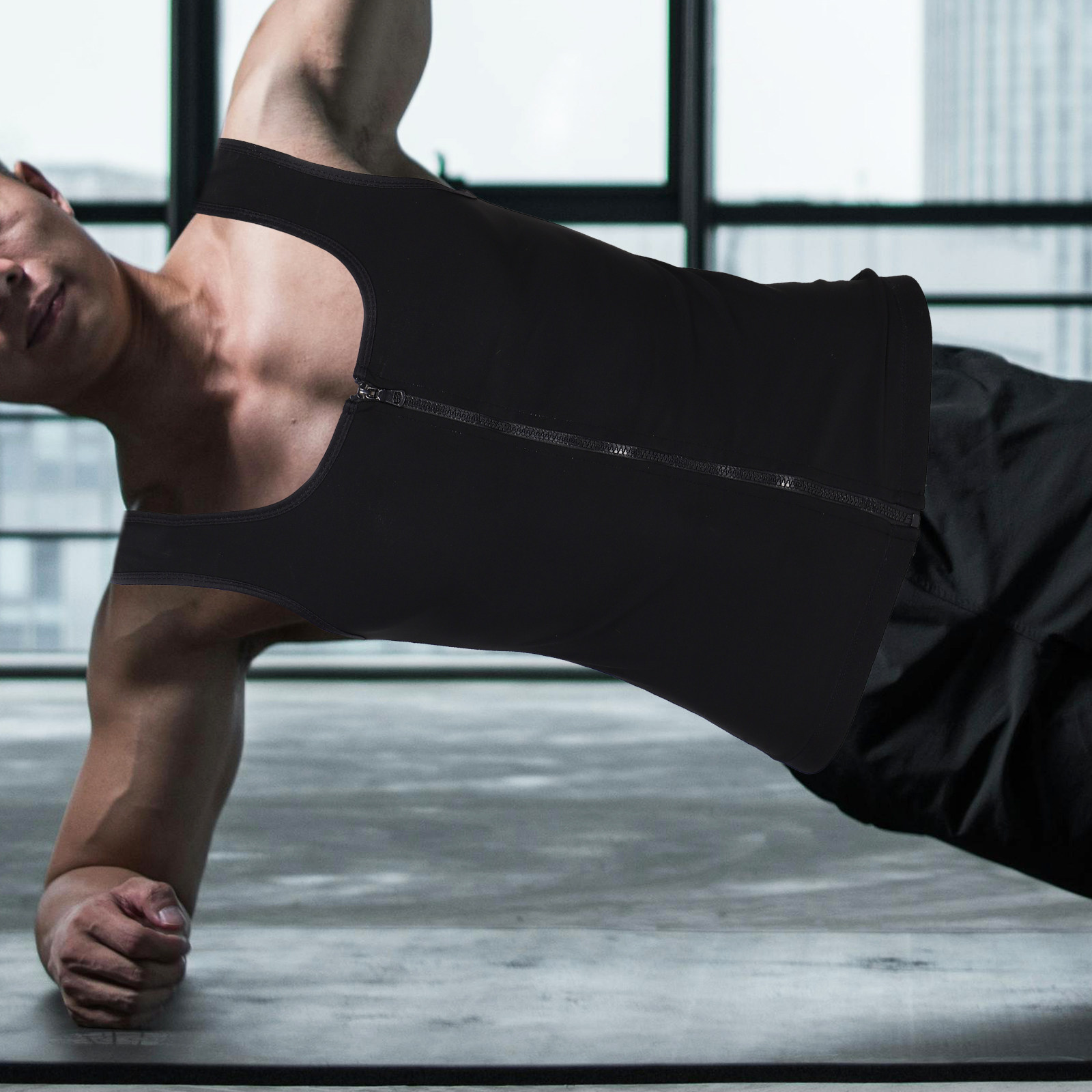 Yoga Fitness Girl - Rompi Kompresi Pria dengan Resleting, Tank